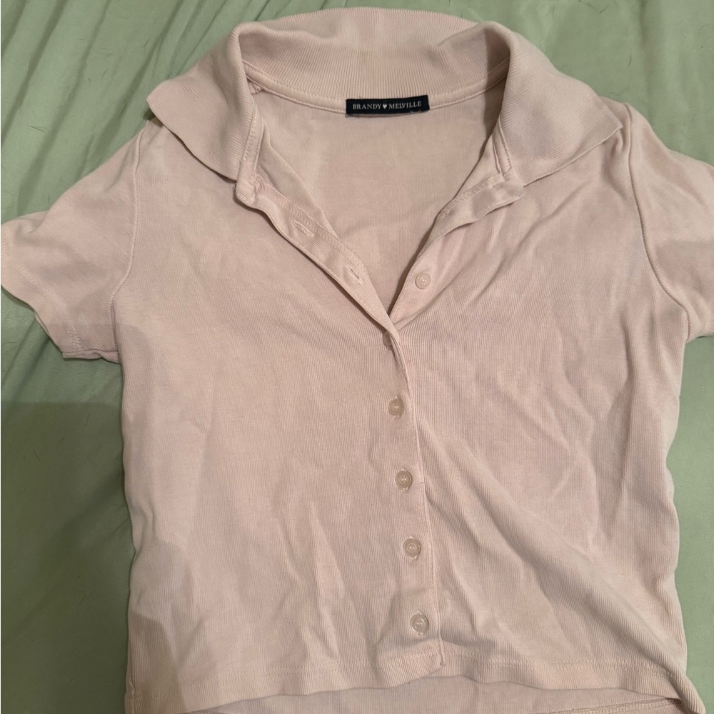 Rare Brandy Melville Light Pink Collared Shirt